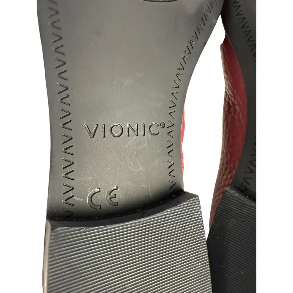 Vionic Willa Womens‎ Sz 5 Slip-on Maroon Pebble Leather Shoe NWOB